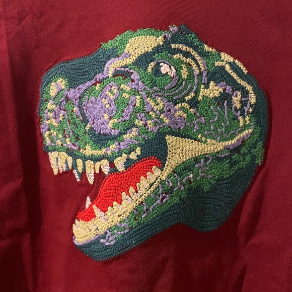 Lands End embroidered dinosaur tee-large 10-12 NWOT - Picture 2 of 7
